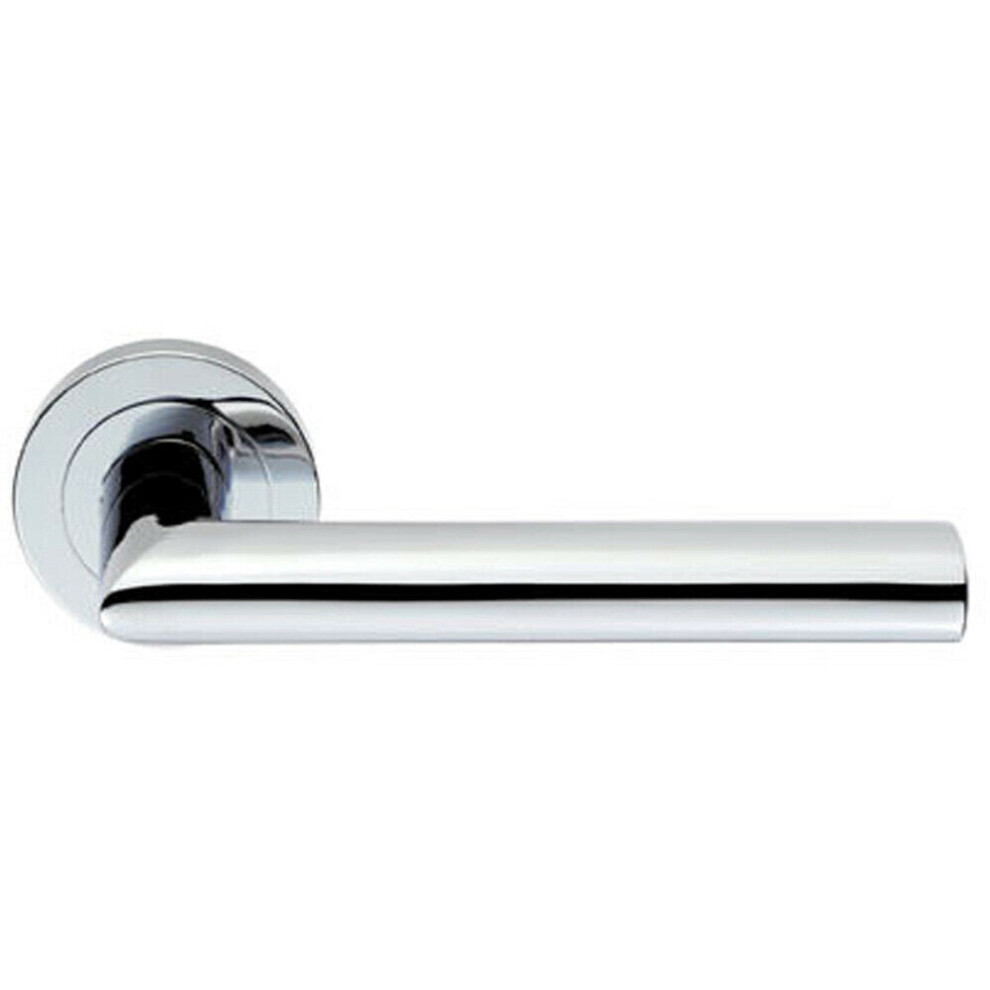 Loops Pair Straight Mitred Bar Handle On Round Rose Concealed Fix Polished Chrome