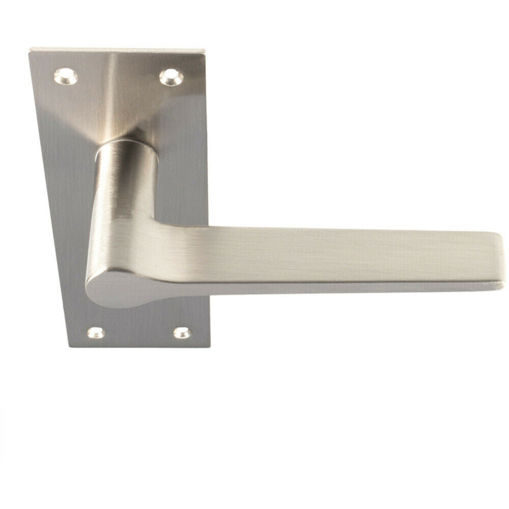 PAIR Flat Straight Handle on Slim Latch Backplate 150 x 50mm Satin Nickel