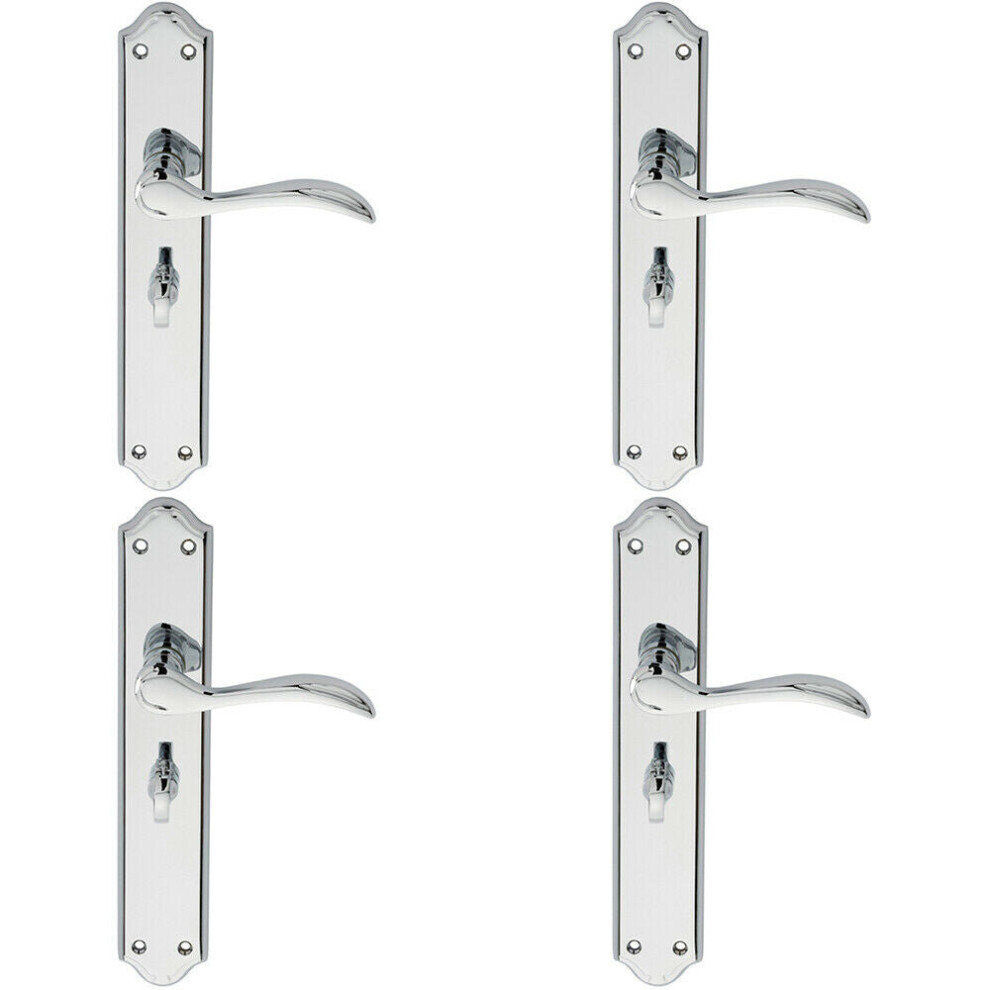 Loops 4X Pair Curved Handle On Long Bathroom Backplate 245 X 45Mm Polished Chrome