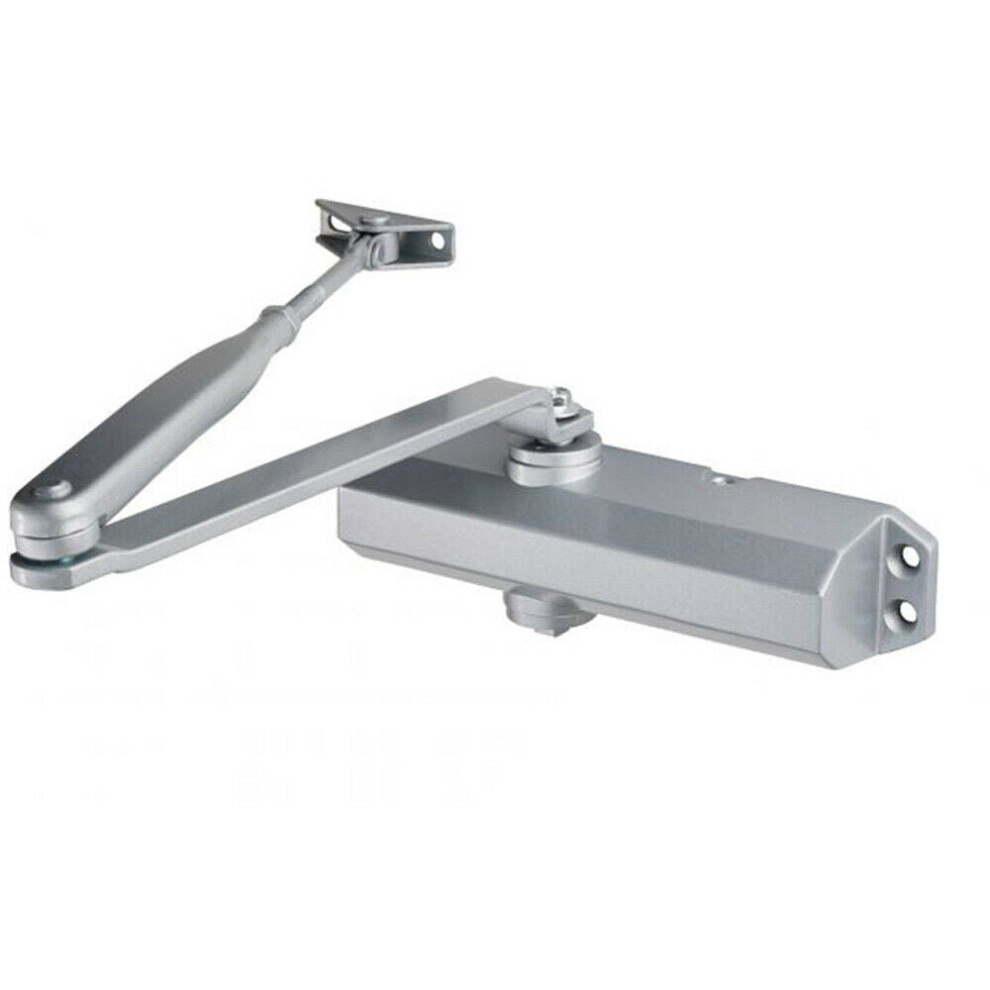 Template Adjustable Overhead Door Closer Upto 80kg Doors Silver Finish