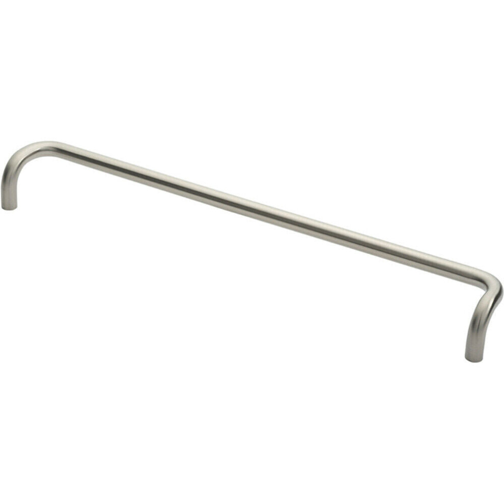 Loops Cranked Door Pull Handle 19Mm Dia 600Mm Fixing Centres Satin Steel