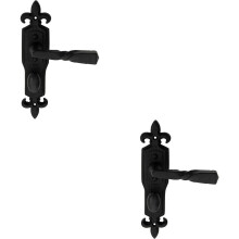 2x PAIR Forged Twisted Ornate on Bathroom Backplate 226 x 50mm Black Antique
