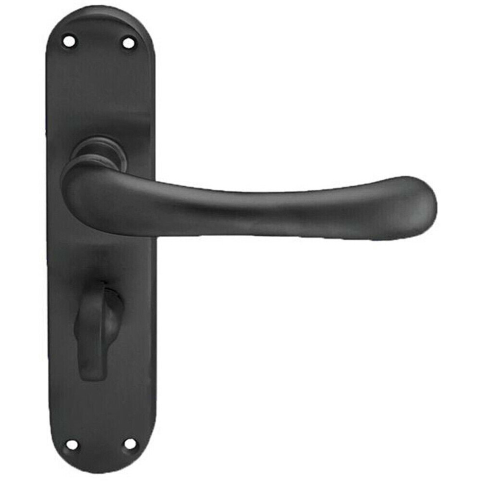 Loops Pair Smooth Rounded Lever On Shaped Bathroom Backplate 185 X 42Mm Matt Black
