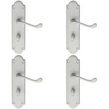 4x PAIR Victorian Scroll Handle on Bathroom Backplate 205 x 49mm Satin Chrome