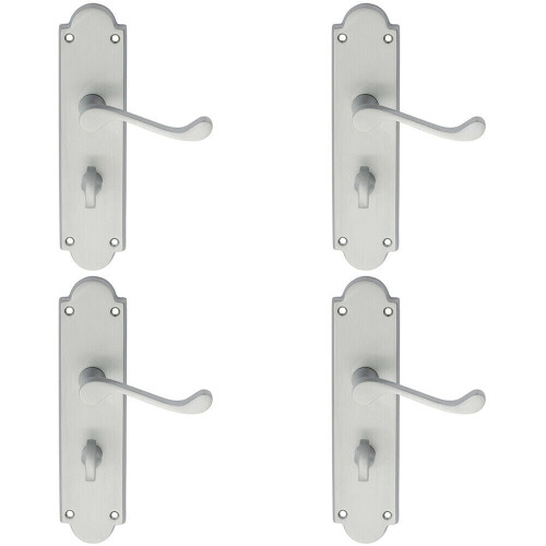 Loops 4x PAIR Victorian Scroll Handle on Bathroom Backplate 205 x 49mm Satin Chrome