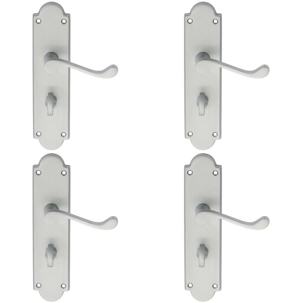 4x PAIR Victorian Scroll Handle on Bathroom Backplate 205 x 49mm Satin Chrome