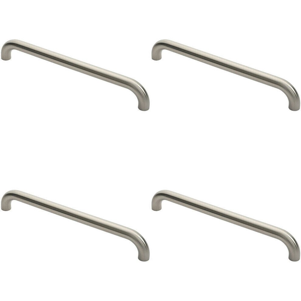 Loops 4X Round D Bar Pull Handle 480 X 30Mm 450Mm Fixing Centres Satin Steel