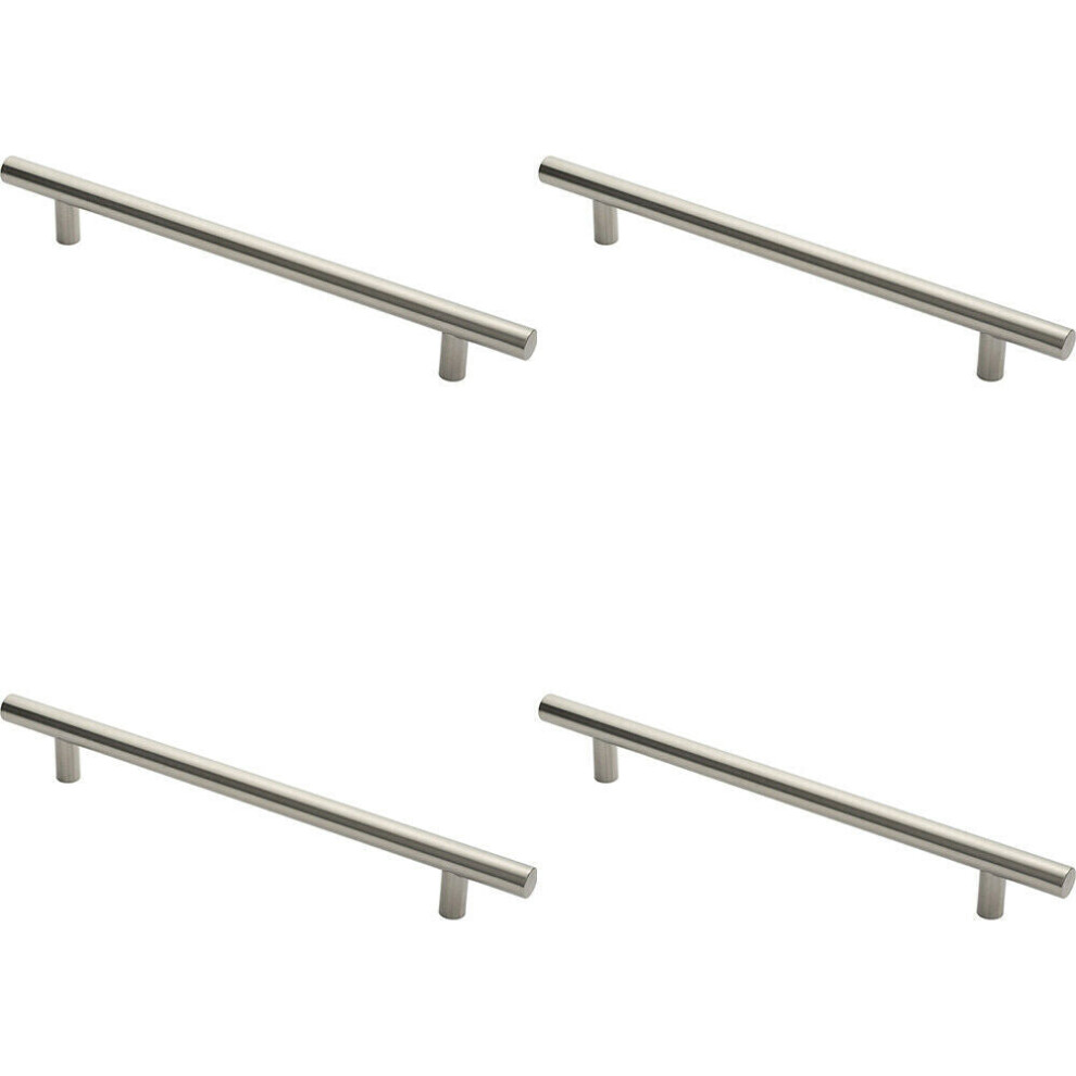 4x Straight T Bar Pull Handle 600 x 30mm 450mm Fixing Centres Satin Steel