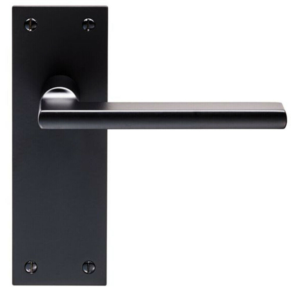 PAIR Straight Bar Handle on Slim Latch Backplate 150 x 50mm Matt Black