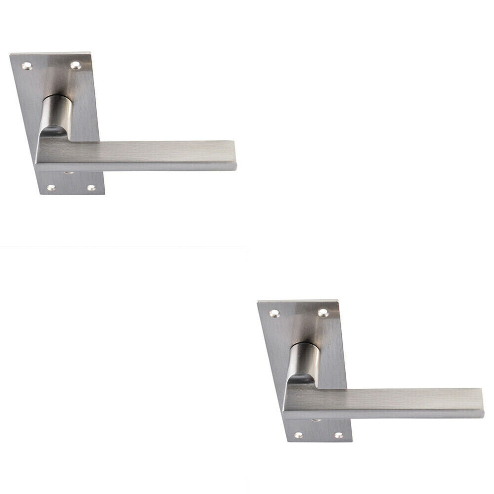 2x PAIR Straight Bar Handle on Slim Lock Backplate 150 x 50mm Satin Nickel