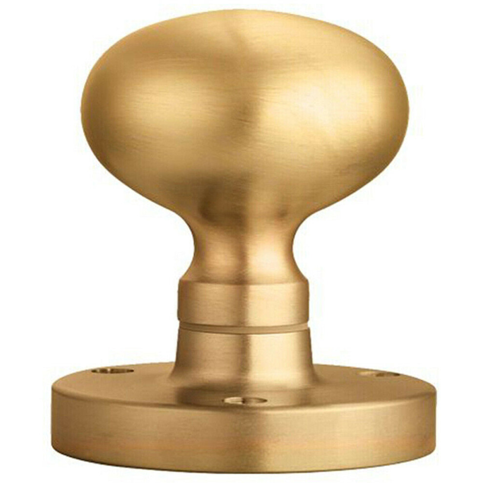 PAIR Mushroom Mortice Door Knob Half Sprung 52mm Diameter Satin Brass