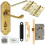 Loops Door Handle & Bathroom Lock Pack Brass Victorian Scroll Lever Turn Backplate 1