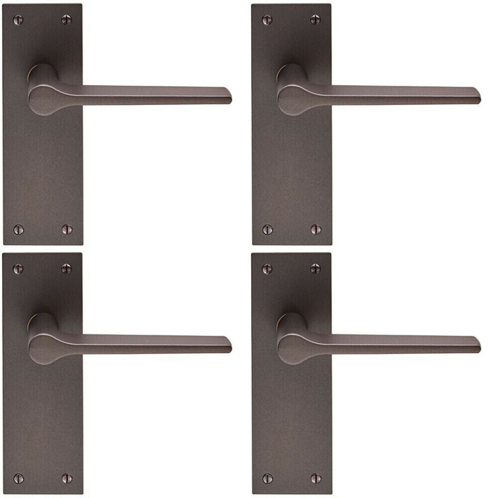 4x PAIR Flat Straight Handle on Slim Latch Backplate 150 x 50mm Matt Bronze