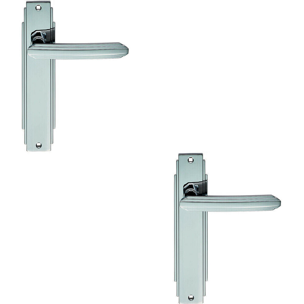 Loops 2X Pair Line Detailed Handle On Latch Backplate 205 X 45Mm Polished Chrome