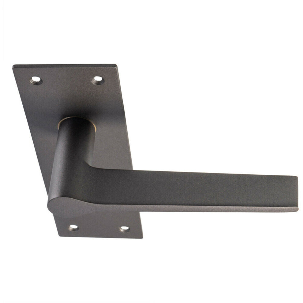 PAIR Flat Straight Handle on Slim Lock Backplate 150 x 50mm Matt Bronze