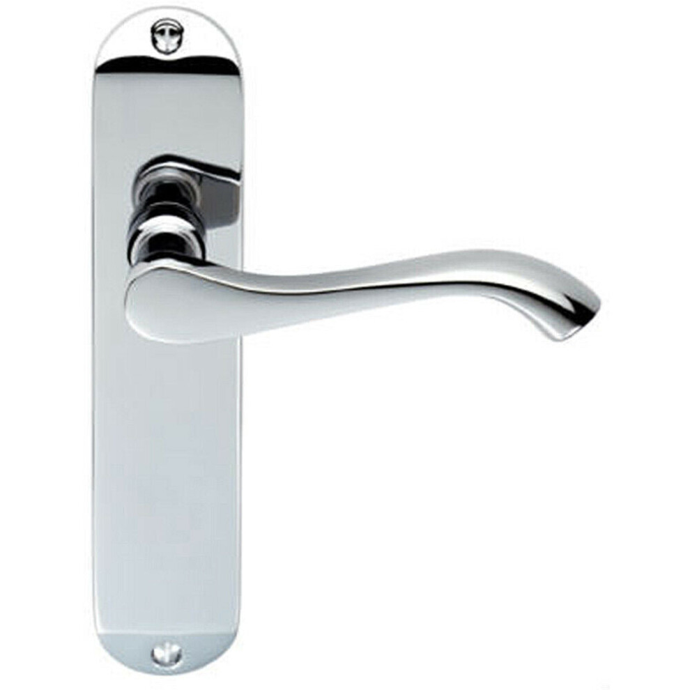 Loops Pair Curved Handle On Chamfered Latch Backplate 180 X 40Mm Polished Chrome