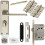 Loops Door Handle & Bathroom Lock Pack Satin Chrome Flat Arm Square Thumb Backplate 1