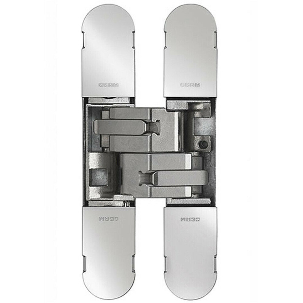 130 X 30Mm Concealed Heavy Duty Hinge Fits Unrebated Doors Polished Nickel 5056492580426