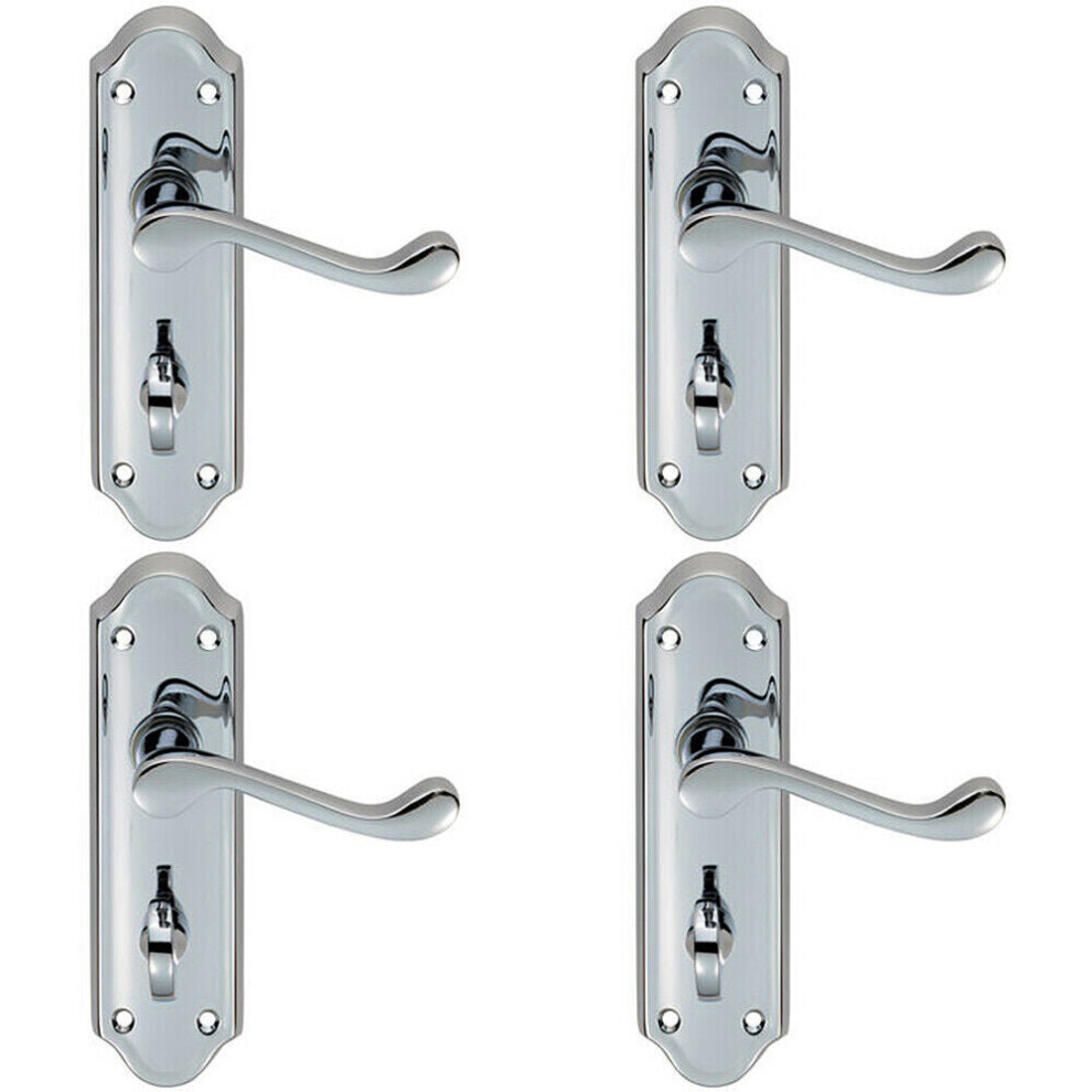 4x PAIR Victorian Upturned Lever on Bathroom Backplate 168 x 47mm Chrome