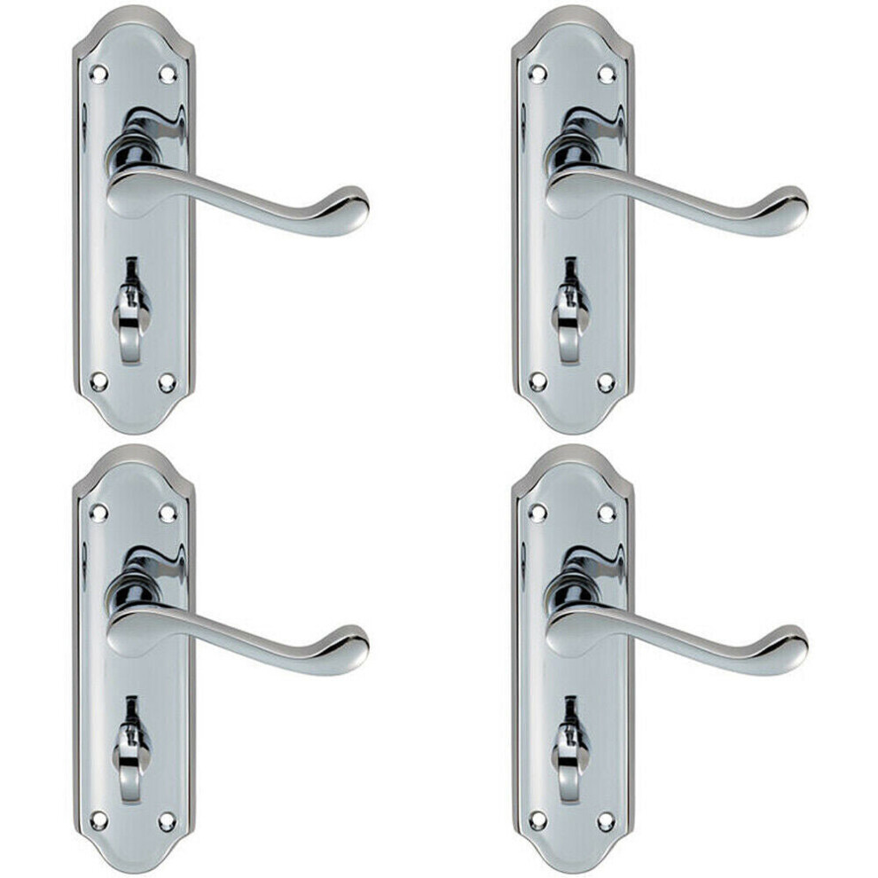 Loops 4X Pair Victorian Upturned Lever On Bathroom Backplate 168 X 47Mm Chrome