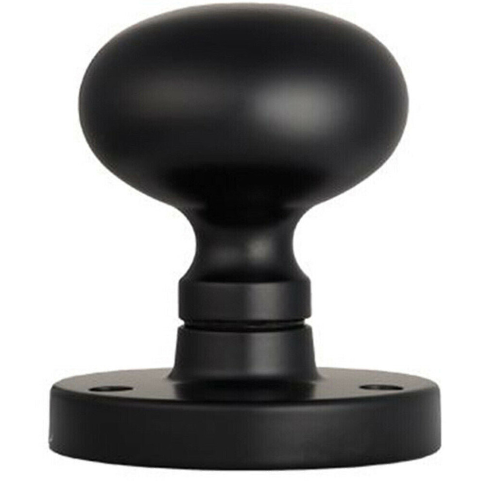 PAIR Mushroom Mortice Door Knob Half Sprung 52mm Diameter Matt Black