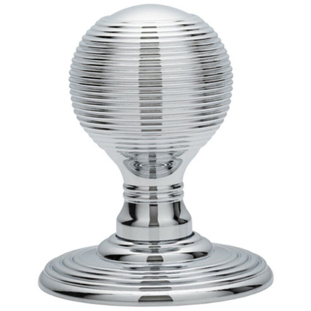 Loops Pair Round Textured Mortice Door Knob 50Mm Diameter Chrome Beehive Handle