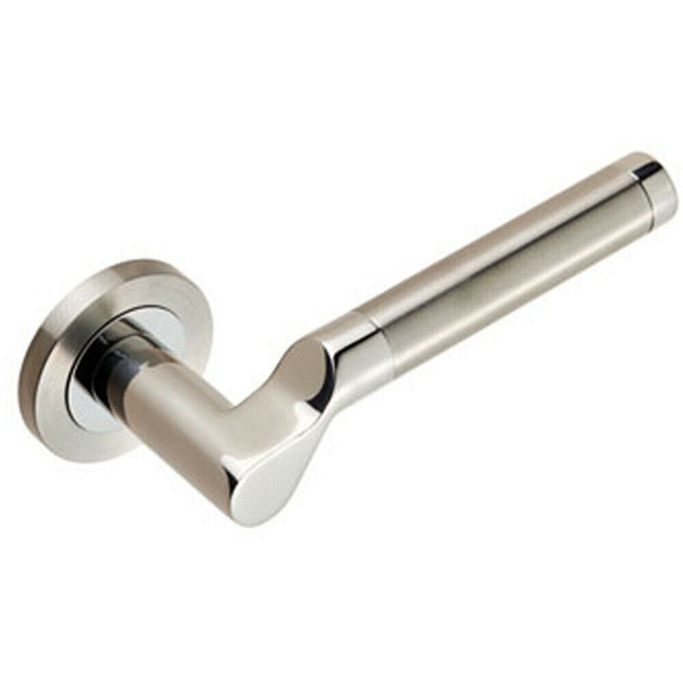 Loops Pair Cranked Round Bar Lever On Round Rose Concealed Fix Polished Satin Steel