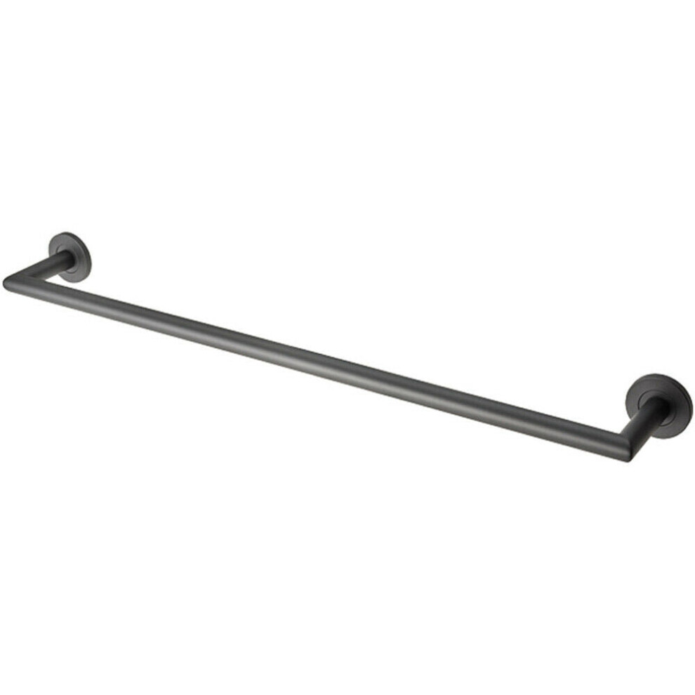 Mitred Bathroom Single Towel Rail Concealed Fix 600mm Centres Matt Black