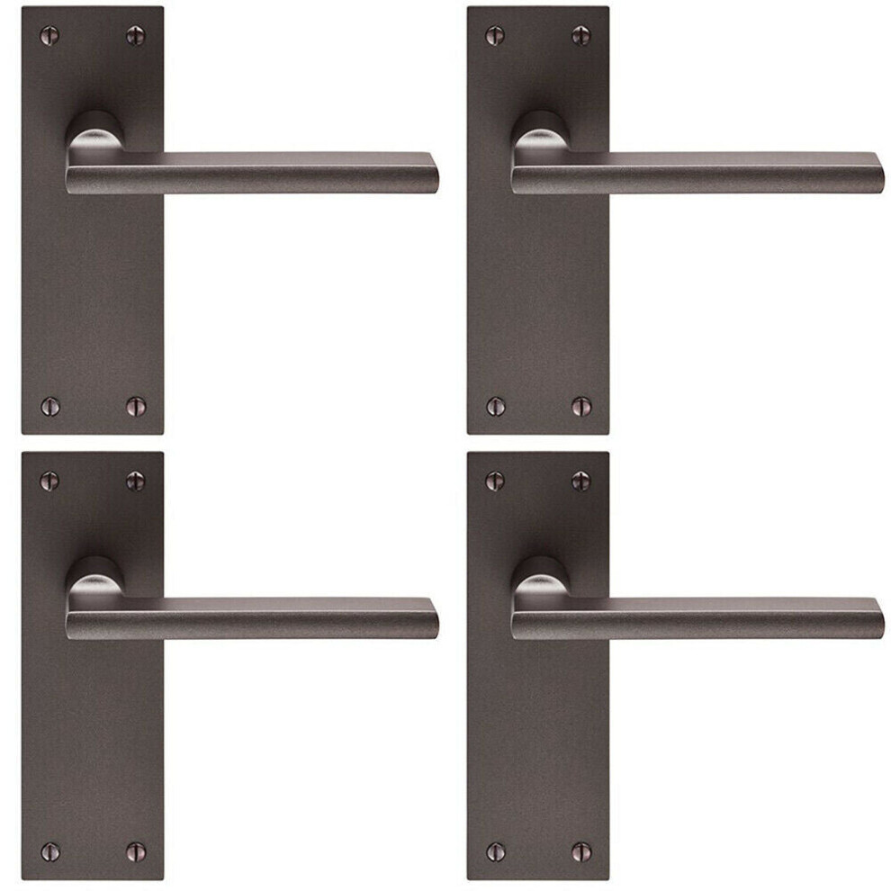 4x PAIR Straight Bar Handle on Slim Latch Backplate 150 x 50mm Matt Bronze