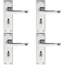 4x PAIR Straight Victorian Lever on Bathroom Backplate 150 x 42mm Chrome