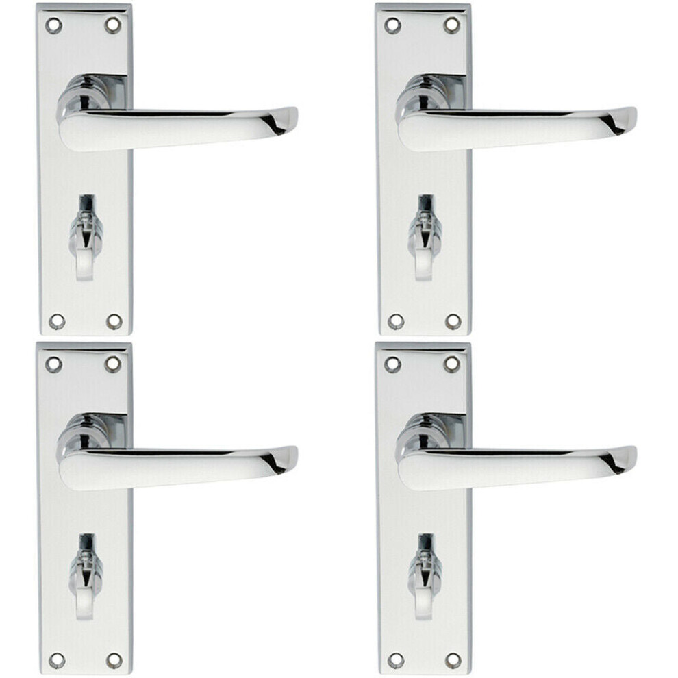 4X Pair Straight Victorian Lever On Bathroom Backplate 150 X 42Mm Chrome