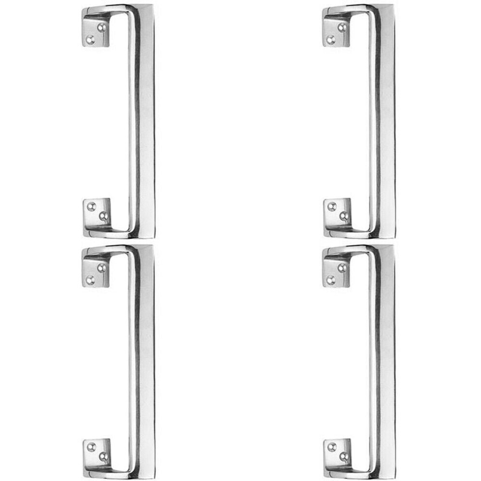 4x Cranked Oval Grip Door Pull Handle 225mm Length 46.5mm Proj Polished Chrome