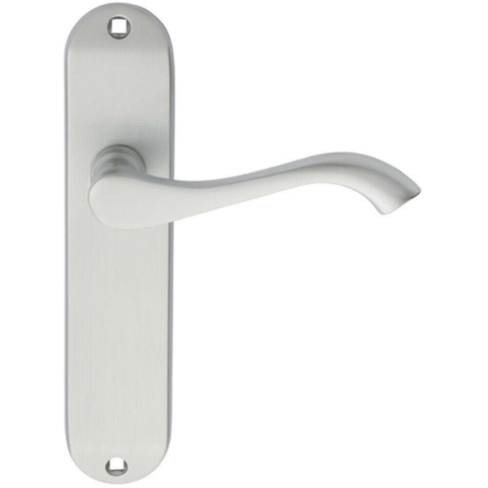 Loops Pair Curved Handle On Chamfered Latch Backplate 180 X 40Mm Satin Chrome