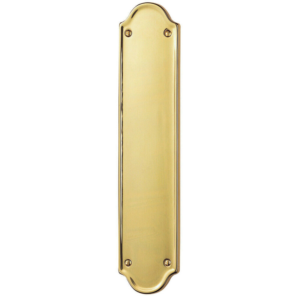 Shaped End Door Finger Plate 302 x 65mm 245 x 40mm Fixings Polished Brass