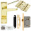 Loops Door Handle & Bathroom Lock Pack Brass Victorian Flat Thumb Turn Backplate 1