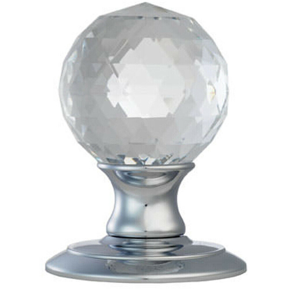 Loops Pair Crystal Mortice Round Door Knob 65Mm Diameter Polished Chrome Rose