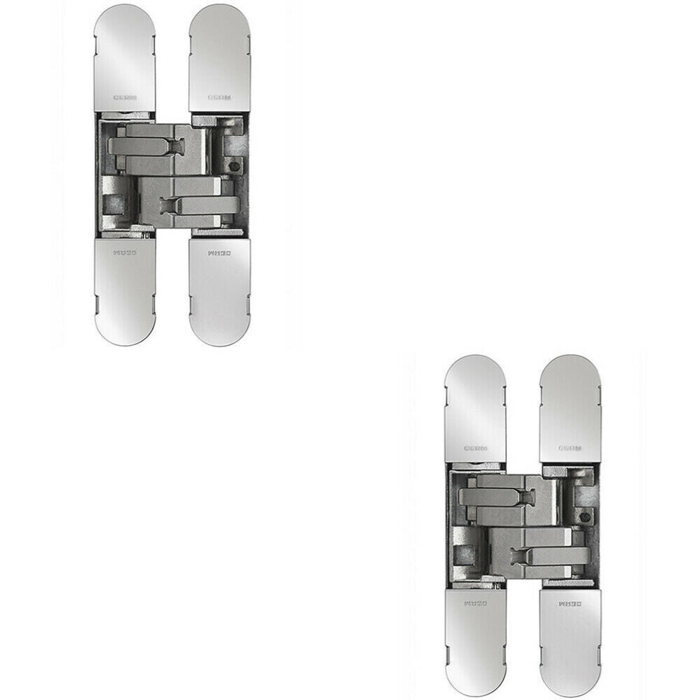 2X 130 X 30Mm Concealed Heavy Duty Hinge Fits Unrebated Doors Polished Nickel 5056492596991