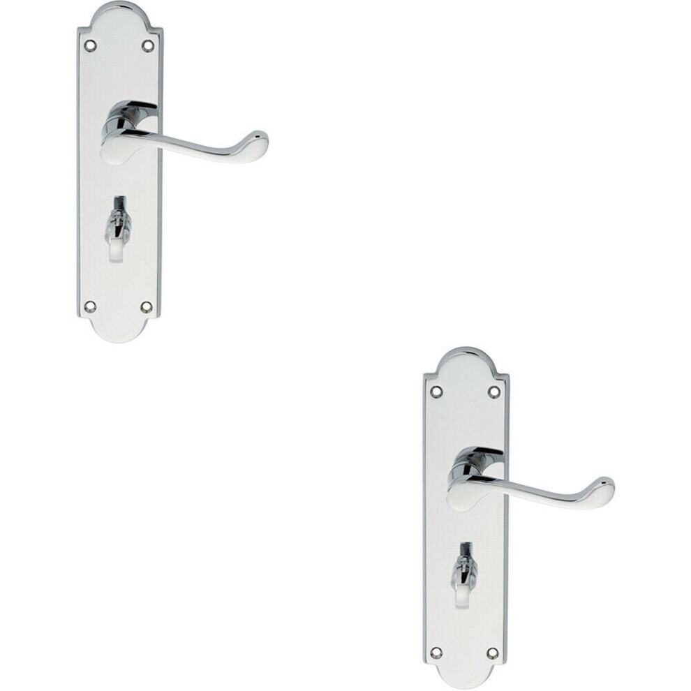 2X Pair Victorian Scroll Lever On Bathroom Backplate 205 X 49Mm Polished Chrome