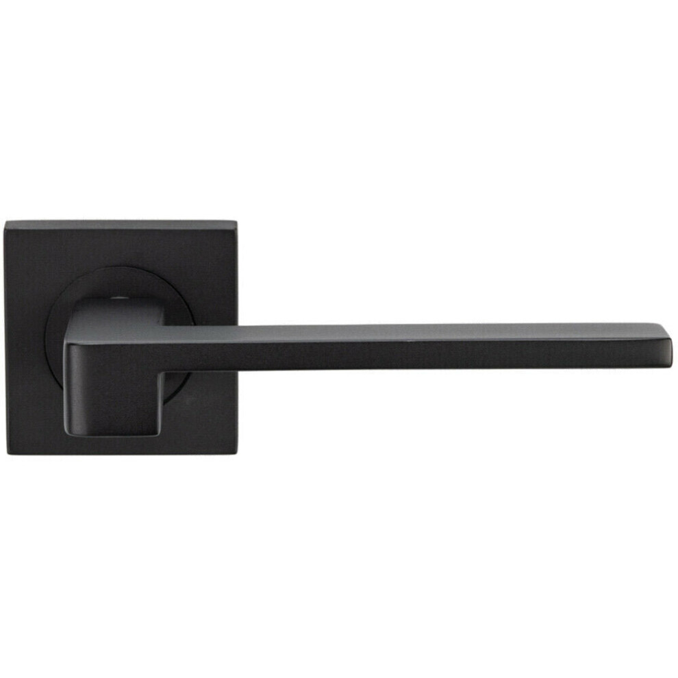 PAIR Flat Squared Bar Handle on Square Rose Concealed Fix Matt Black