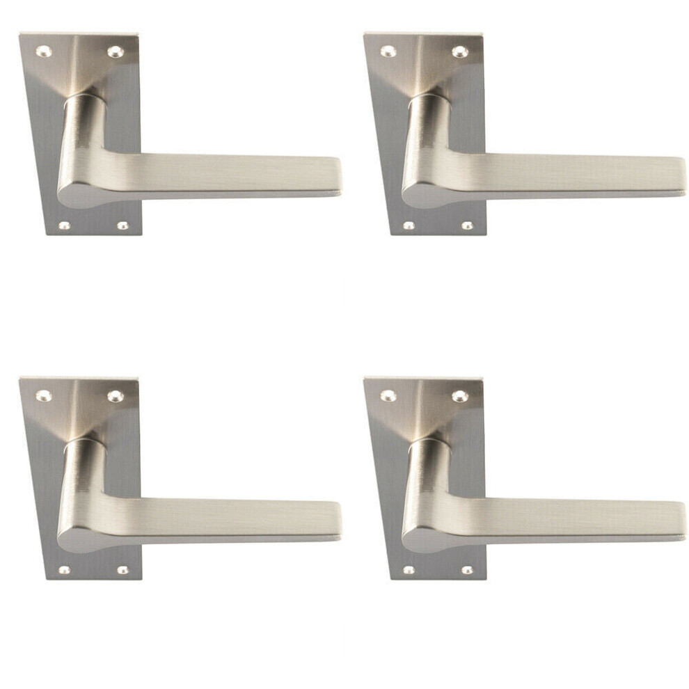 4x PAIR Flat Straight Handle on Slim Latch Backplate 150 x 50mm Satin Nickel