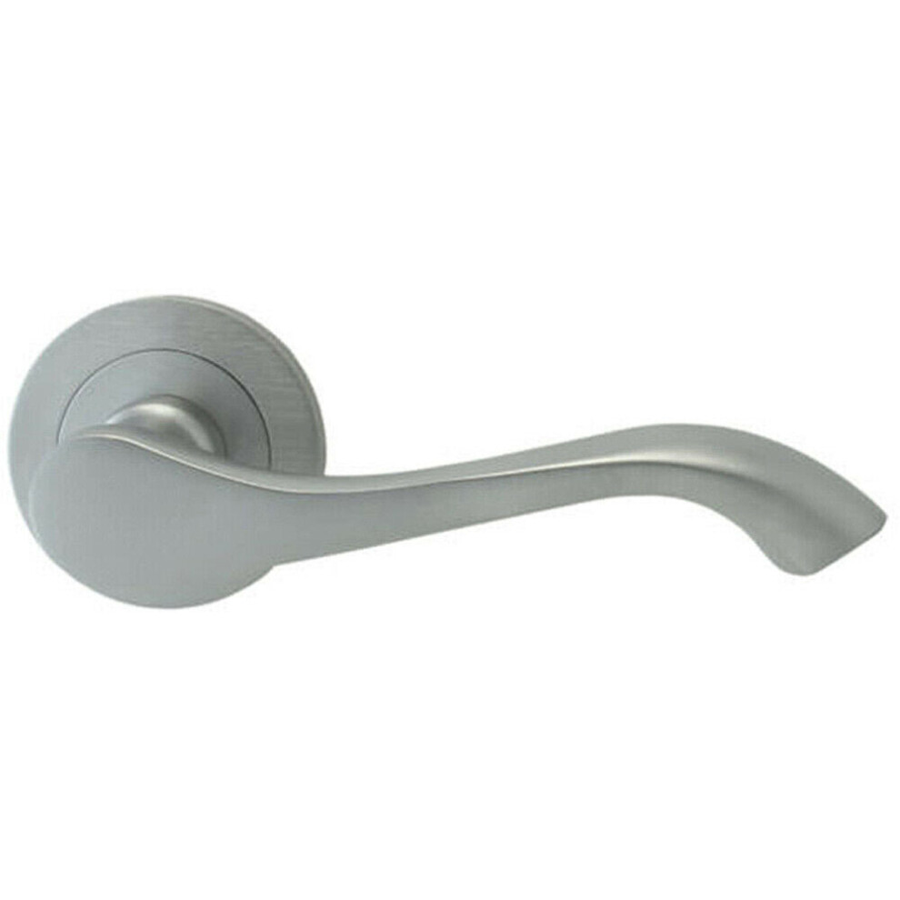 Loops Pair Scroll Shaped Handle On 50Mm Round Rose Concealed Fix Satin Chrome