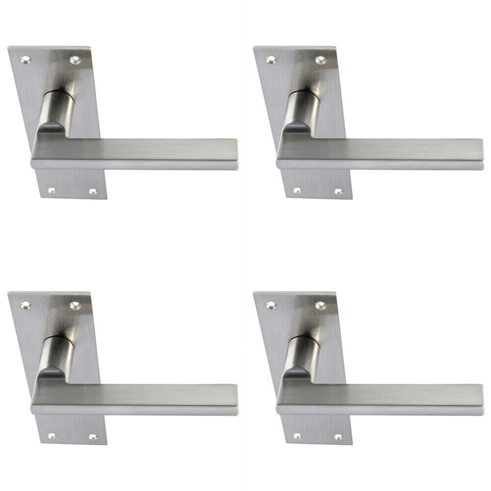4x PAIR Straight Bar Handle on Slim Latch Backplate 150 x 50mm Satin Nickel