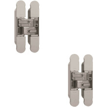 2x 134 x 24mm Concealed Medium Duty Hinge Fits Unrebated Doors Nickel Plated