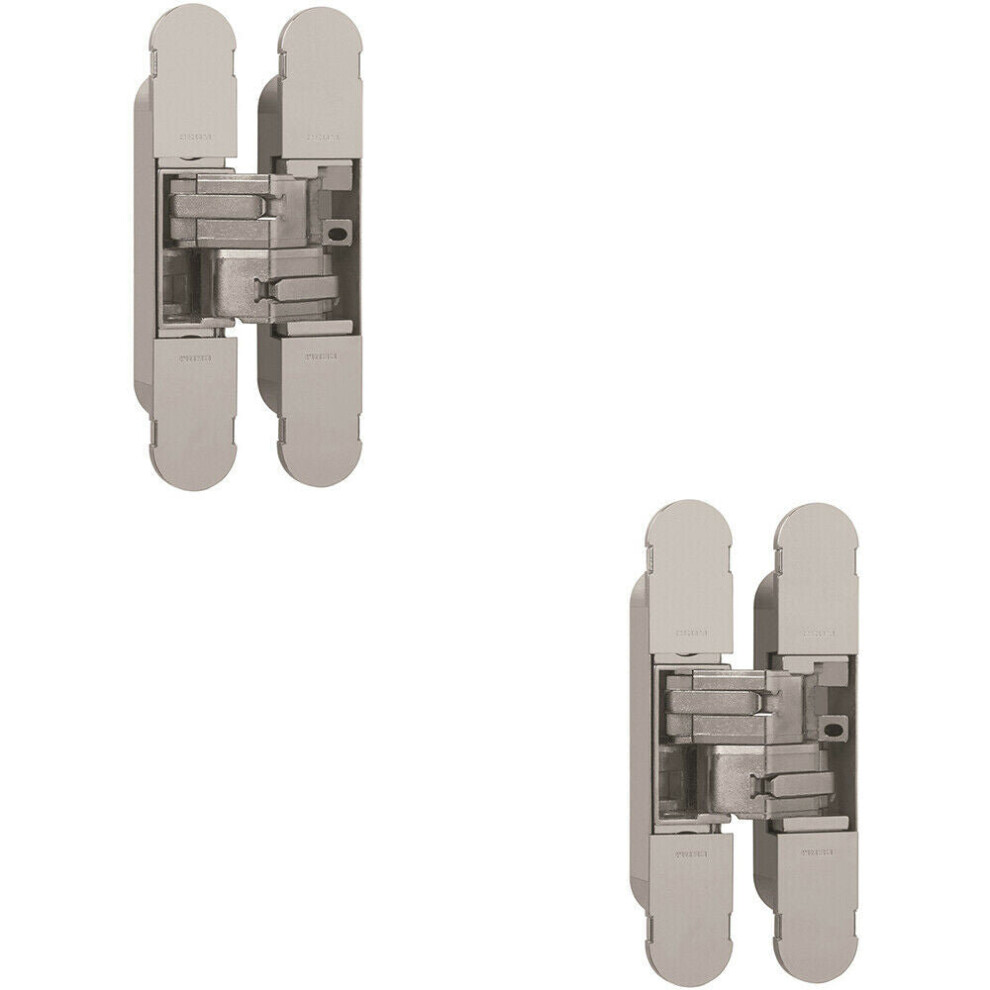 2X 134 X 24Mm Concealed Medium Duty Hinge Fits Unrebated Doors Nickel Plated 5056492596939