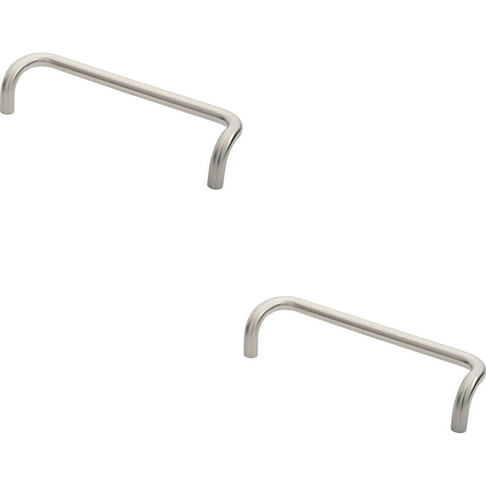 Loops 2X Cranked Door Pull Handle 19Mm Dia 300Mm Fixing Centres Satin Steel