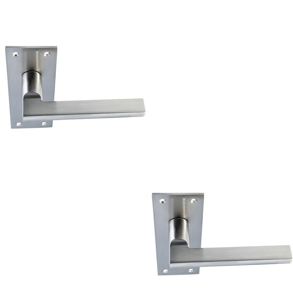 2x PAIR Straight Bar Handle on Slim Bathroom Backplate 150 x 50mm Satin Nickel