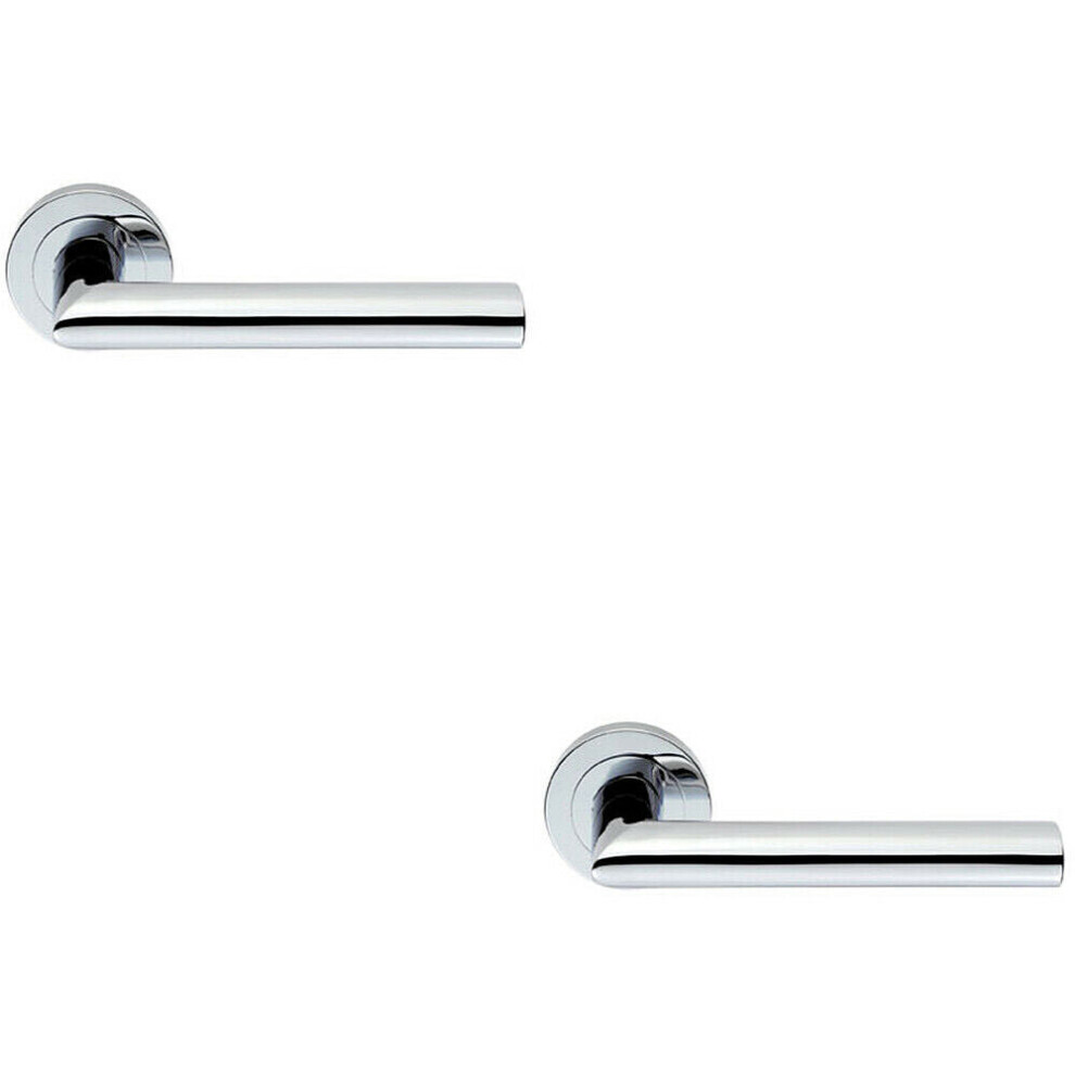 2X Pair Straight Mitred Bar Handle On Round Rose Concealed Fix Polished Chrome 5056492597370