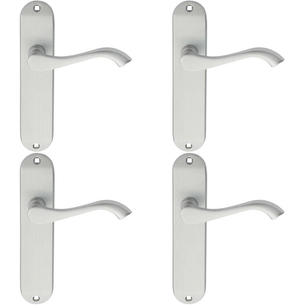 Loops 4X Pair Curved Handle On Chamfered Latch Backplate 180 X 40Mm Satin Chrome