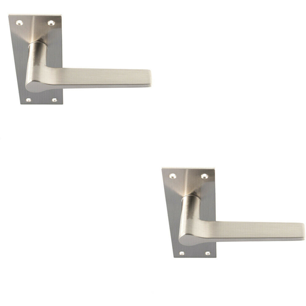 2x PAIR Flat Straight Handle on Slim Latch Backplate 150 x 50mm Satin Nickel