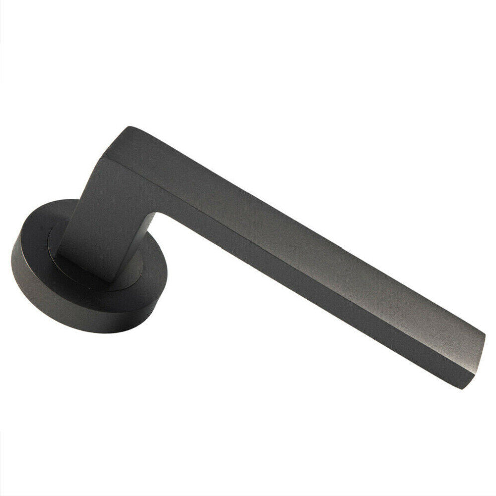 Loops Pair Straight Square Handle On Round Rose Concealed Fix Matt Bronze Finish
